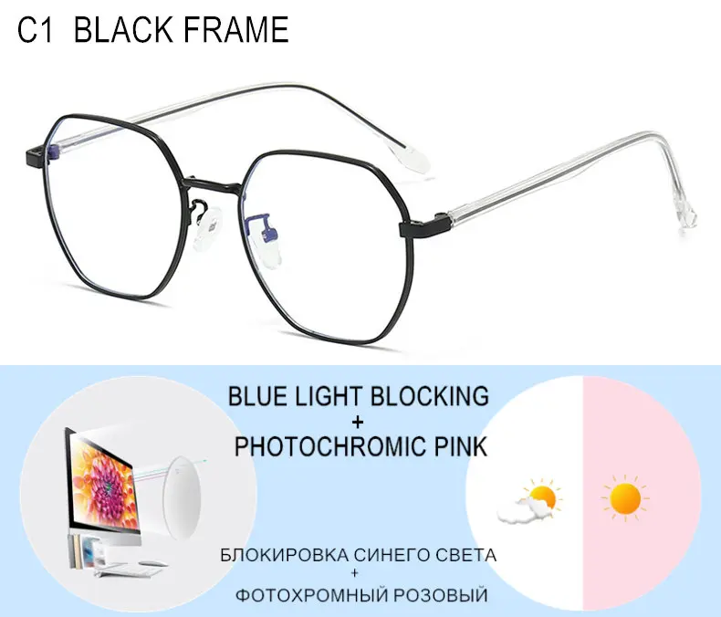 Prescription Custom Myopia Glasses Sphere -0.5 To -10 Men Women Upscale Alloy Polygonal Frame Nearsighted Spectacles F060