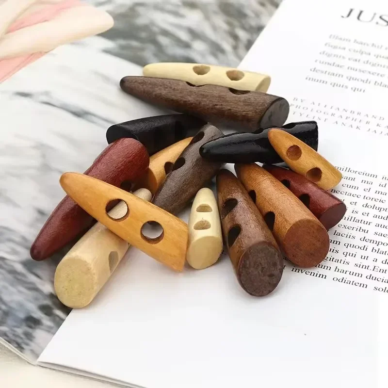 20pcs Olive Buckle 2 Hole Cow Horn Wooden Button Ram's Horn Bevel Buckle for Coats Sweaters Accessories Handmade Bag Decorative