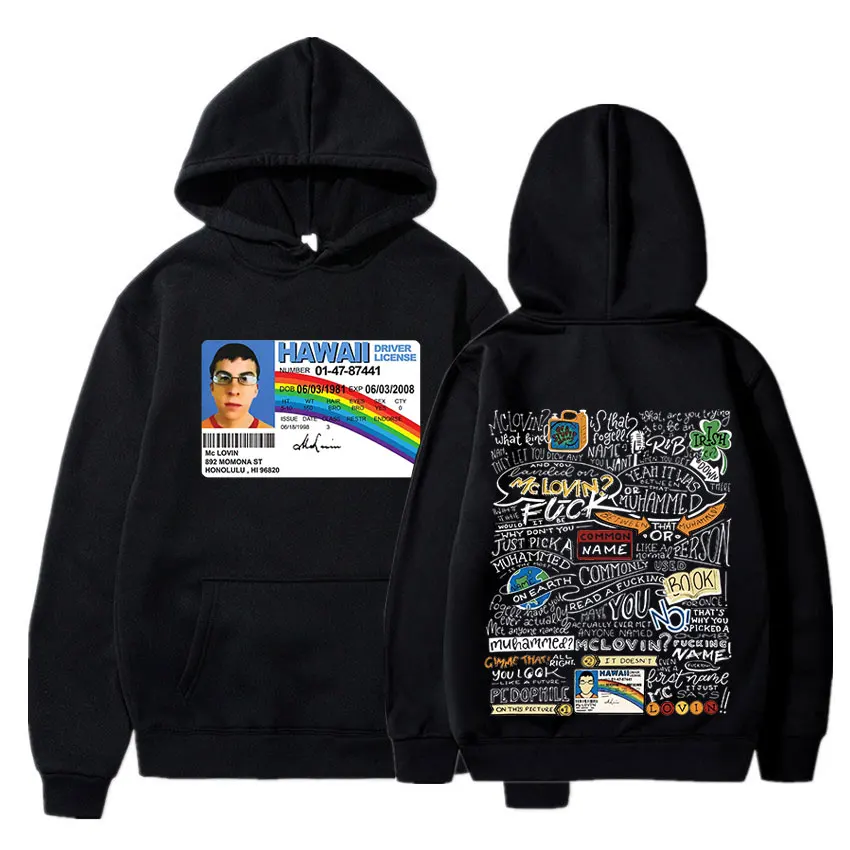 

Mclovin Id Card Superbad Geek Graphic Hoodies Men Women Funny Print Sweatshirts Teens Gothic Long Sleeve Hooded Oversized Hoodie