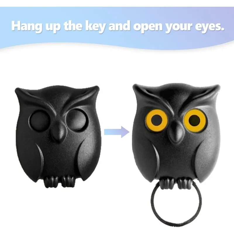 1/6PCS Strong Magnetic Key Hooks Creative Self-adhesive Magnet Owl Key Holders Open Close Eyes Hangers Home Wall Decoration Hook