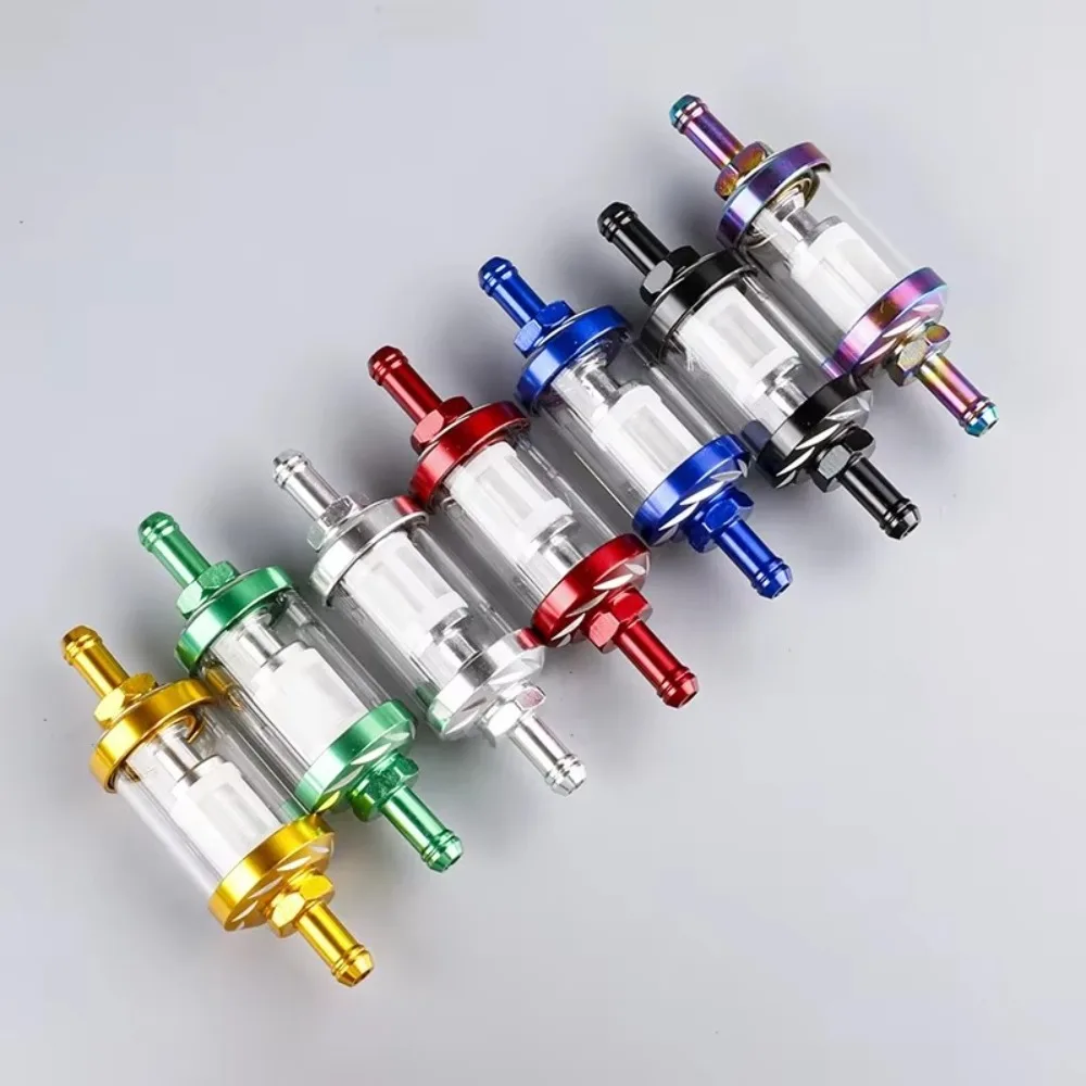 Universal Motorcycle Fuel Filter 8mm Aluminum Alloy Gasoline Fuel Gas Filter CNC Auto Petrol Motor Machines Parts