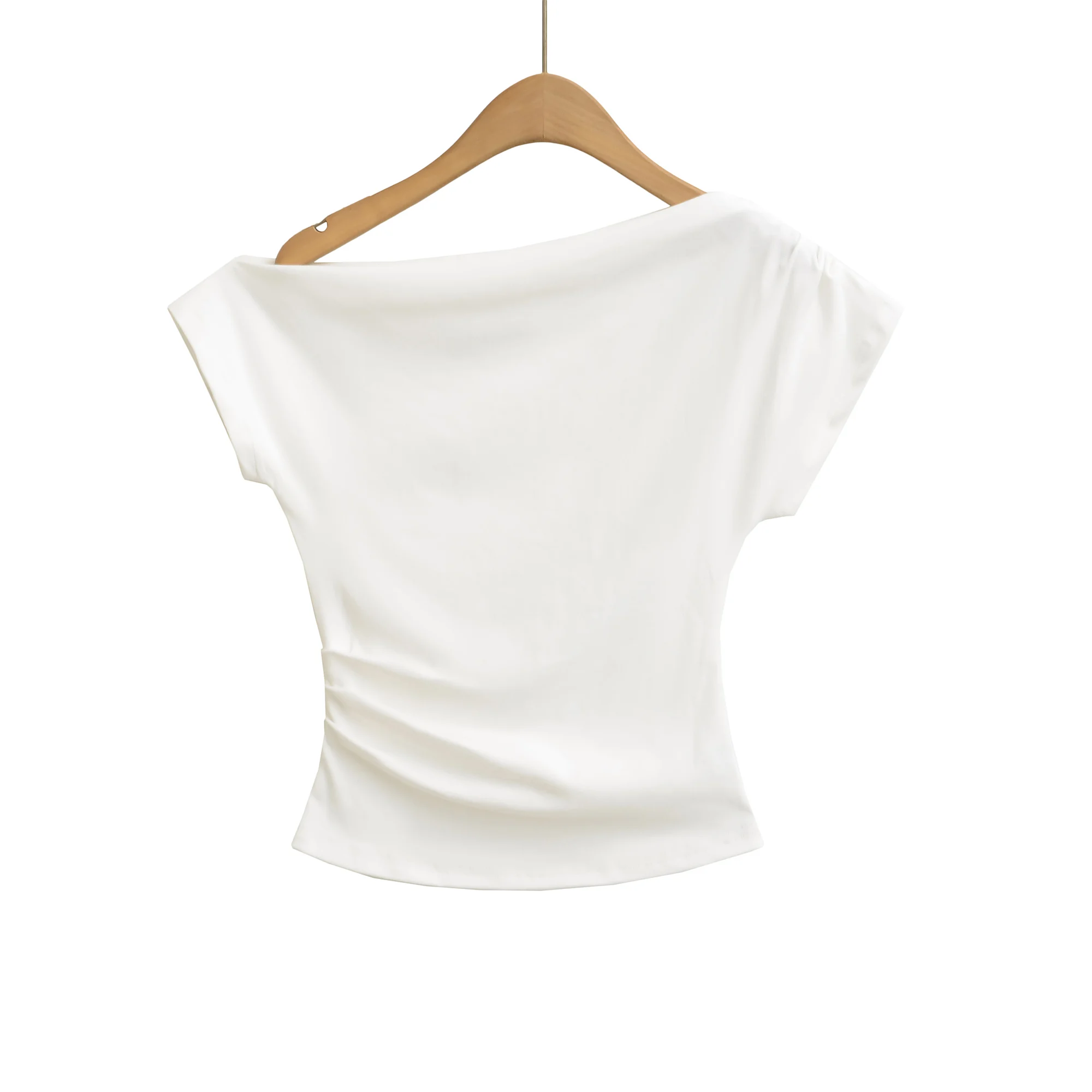 

Новая летняя женская футболка Slim Fit ort Sve, сексуальная плиссированная талия, топ с колючками для девочек, американский хлопковый топ M...