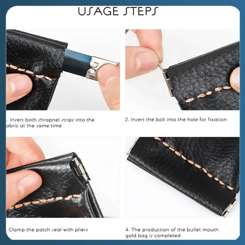 AB02 20Pcs Metal Internal Flex Frames Kiss Clasp Purse Frame Coin Handbag Hinges Clip Bag Silver