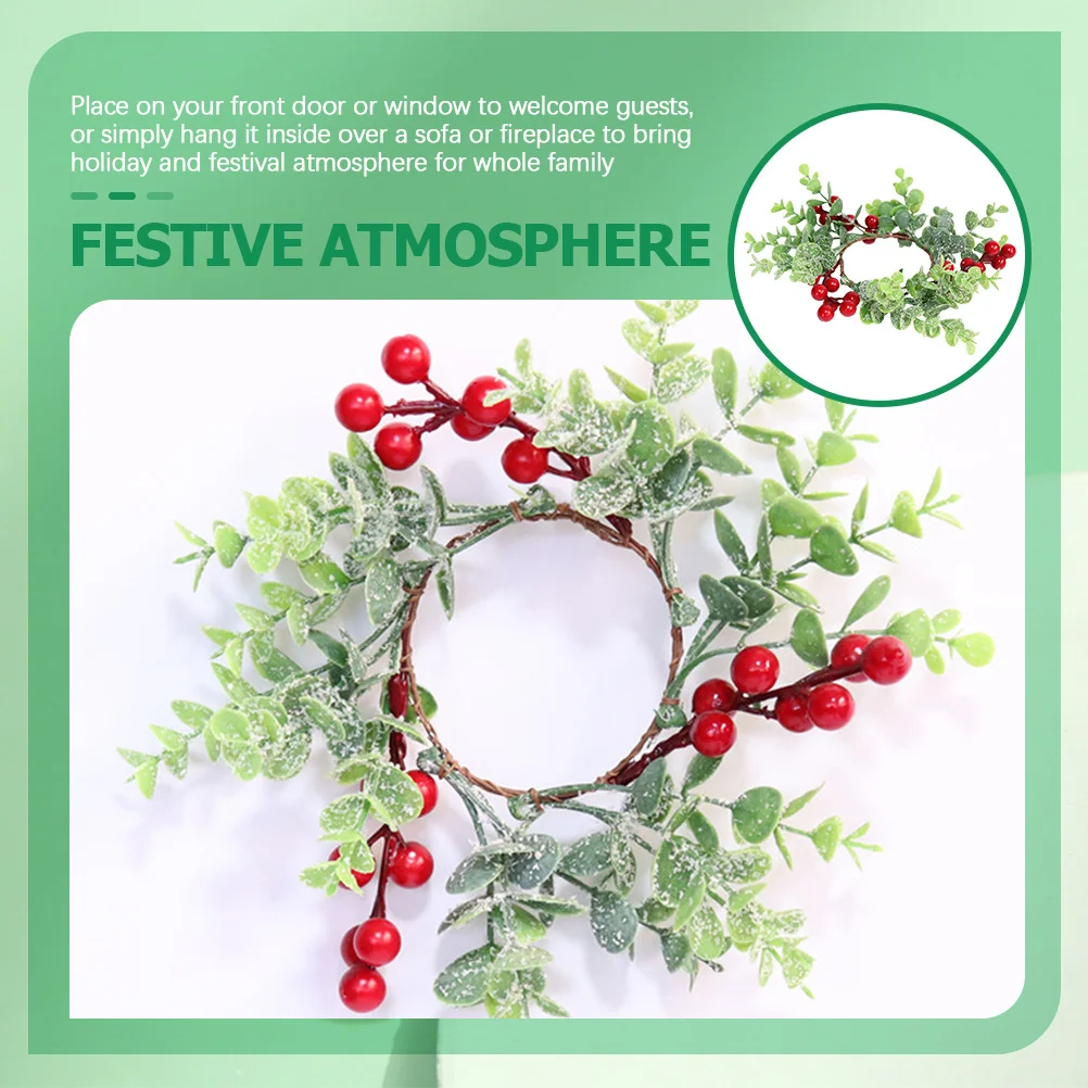 

2Pcs Christmas Wreaths Artificial Red Berry Garland Rings Simulation Berry Wreath Christmas Door Hanging Decorative