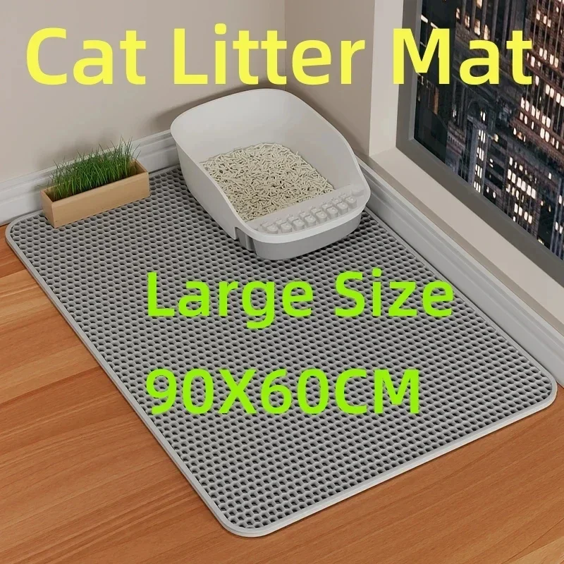 90X60CM Cat Litter Mat Waterproof Double Layer Pet Litter Box Mat Pet Toilet Cat Nonslip Sand Washable Mat  Clean