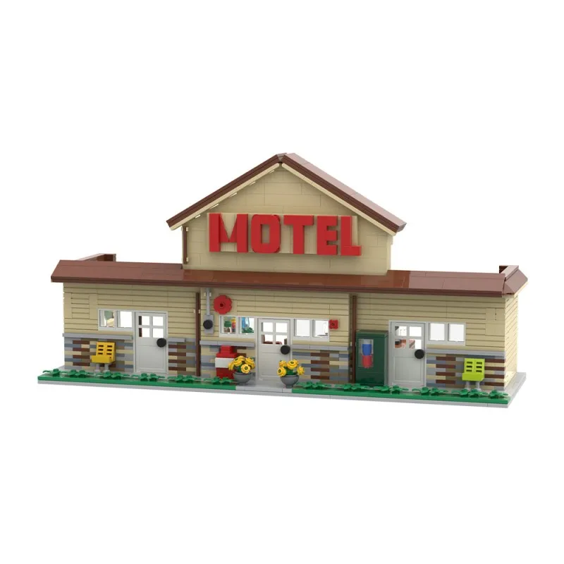 

MOC 1378PCS TV Comedy Roadside Motel Building Blocks Nostalgic Architecture City Street View Advanced Building Sets Adults Fun