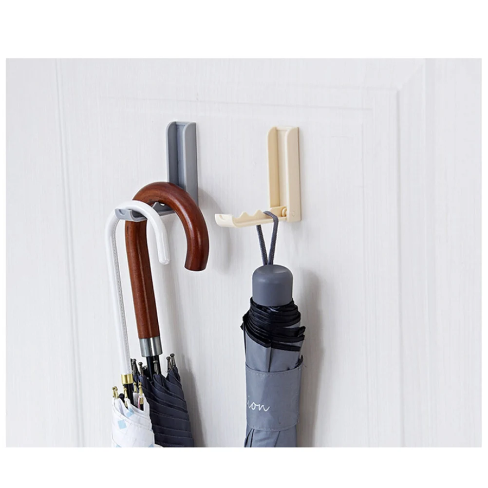 

2PCS Wall Hooks Foldable Plastic Adhesive Space Saving Beige Hooks Home Kitchen Bedroom Bathroom Travel Clothes Rack