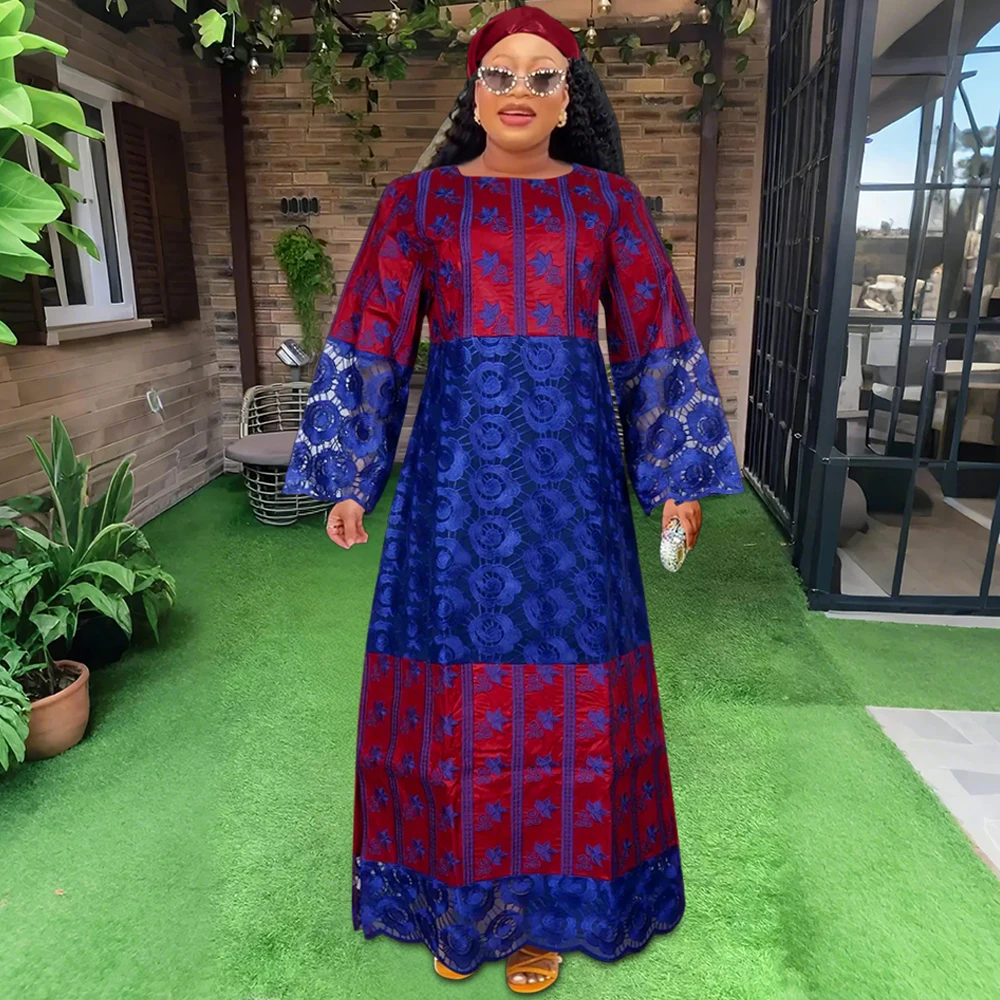 H&D African Dresses For Women Bazin Riche Tradition Embroidery Dress Wedding Robe Clothes Party Gowns Skirt 2024