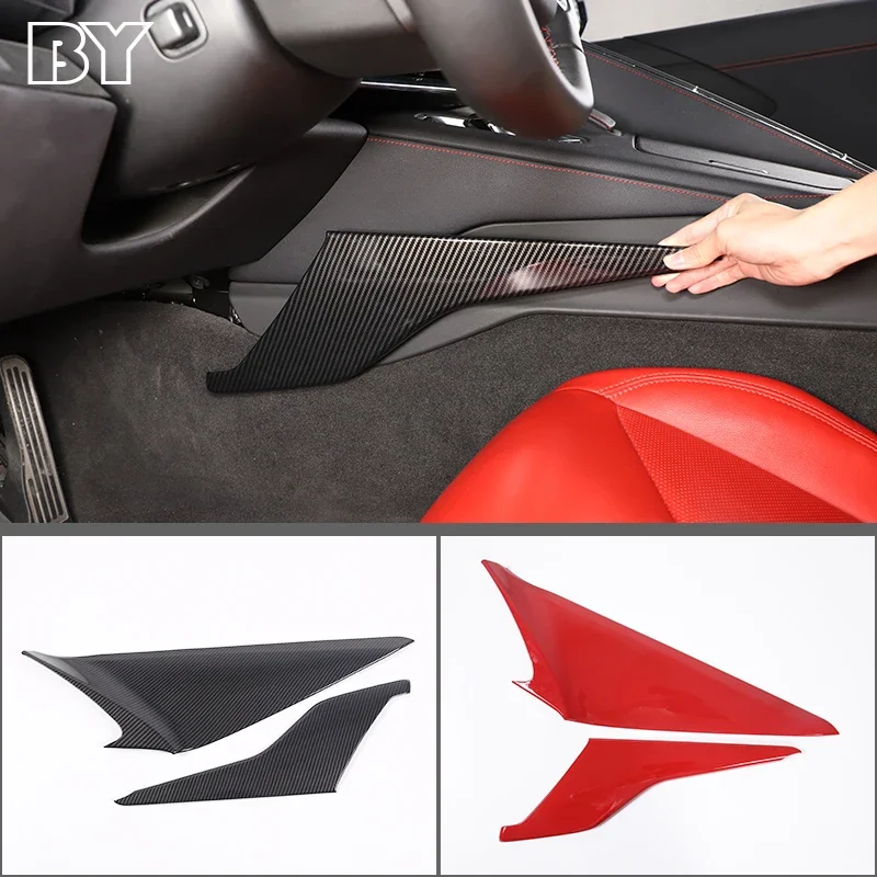 

For Chevrolet Corvette C8 2020-2023 ABS Carbon Fiber Car Center Console Knee Side Panel Cover trim Sticker Auto Accessories