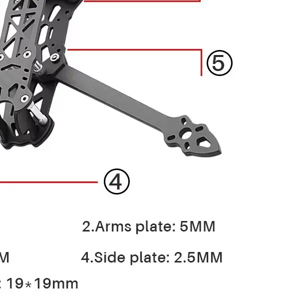 

Mark4 5-дюймовая рама гоночного дрона FPV 225 мм 5 мм, рычаг из углеродного волокна 3K с печатными частями 9IMOD