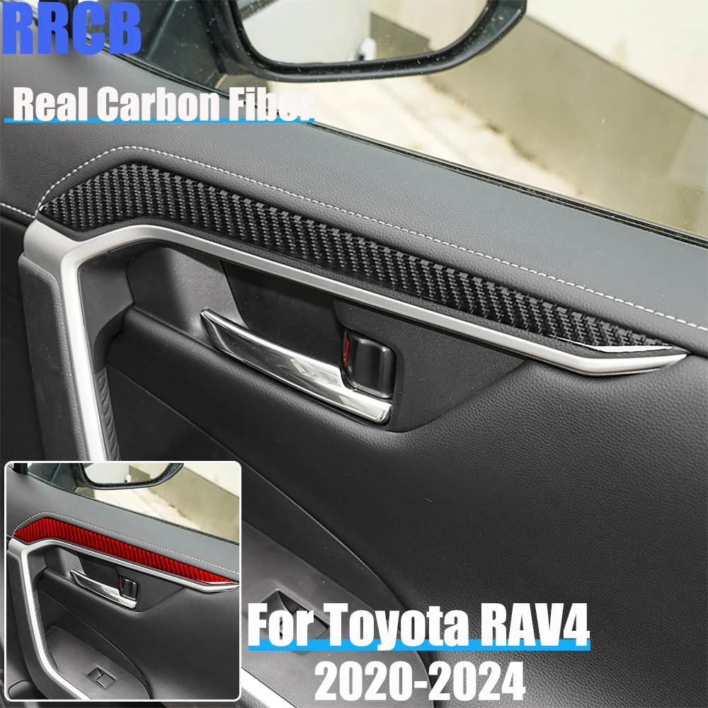 

Автомобильные аксессуары из настоящего углеродного волокна, декоративная накладка на дверную панель, мягкая наклейка на крышку для Toyota RAV4 XA50 2020 2021 2022 2023 2024