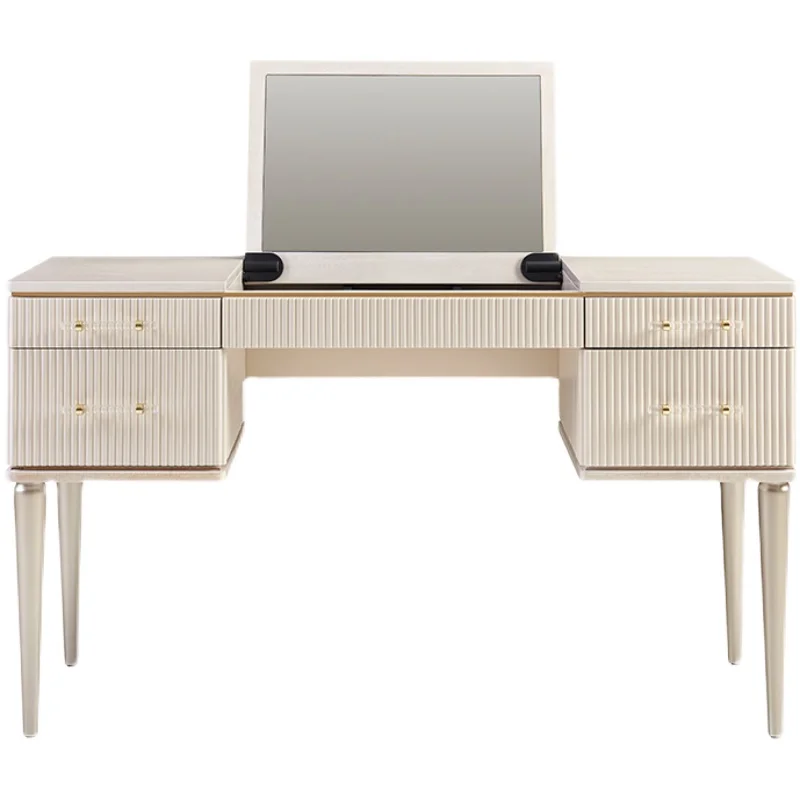 

American light luxury solid wood dresser home bedroom Internet celebrity white dressing table stool versatile