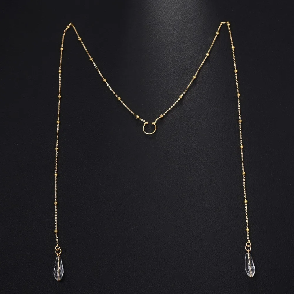 Handmade Design Bead Mask Chain Simple Style Tassel Decoration Metal Mask Chain Sexy Design Feather Face Chain