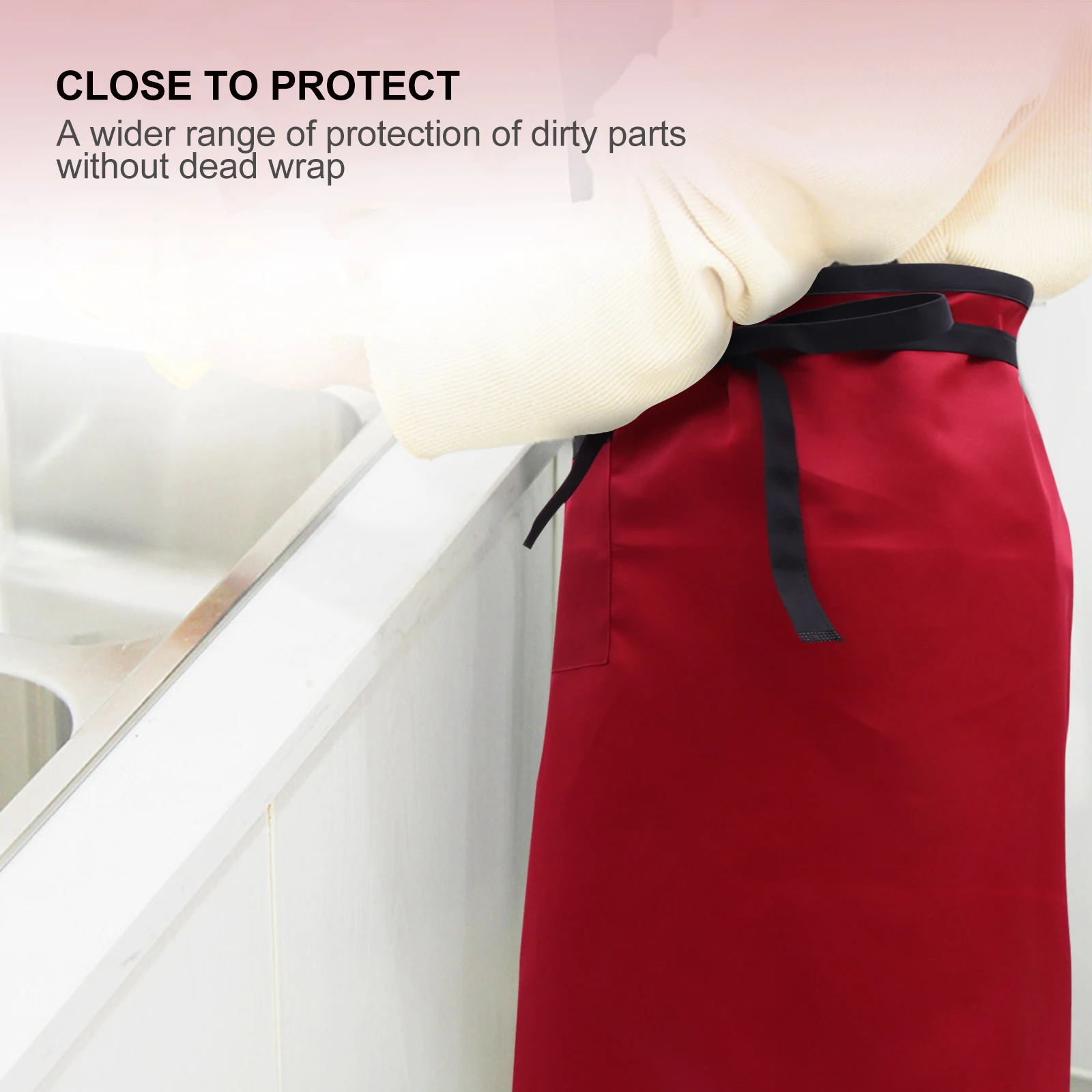

Barbecue Kitchen Short With Pocket Cooking Chef Catering Sleeveless Design Shrunk Resistant Workwear Half-Length Waist Apron For