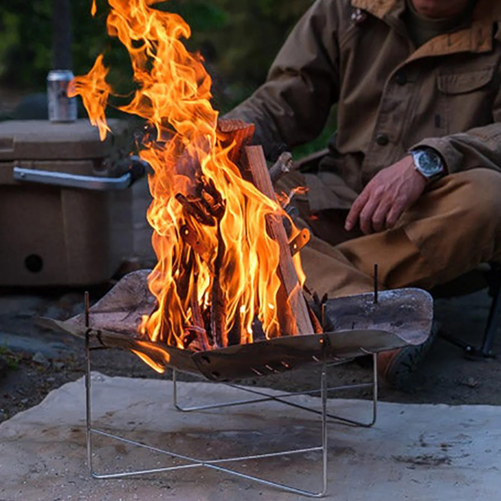 Firewood Burning Auxiliary Rack Foldable Firewood Burning Stand Stainless Steel Portable Heat-resistant Outdoor Camping Supplies