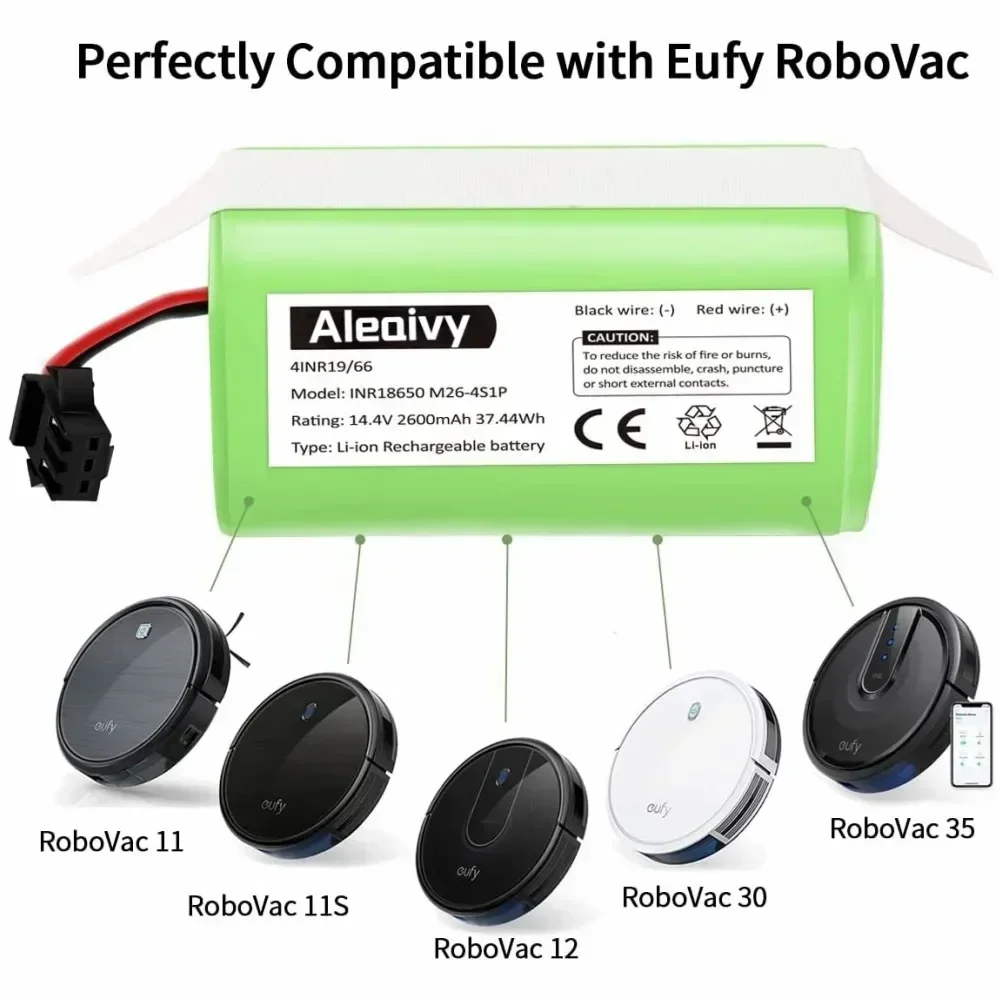Ecovacs deebot用の大容量リチウムイオン,eufy robovac 11,11 s,12,35c,x500,14.4v,x500,990, 1090,n79s,n79,dn622