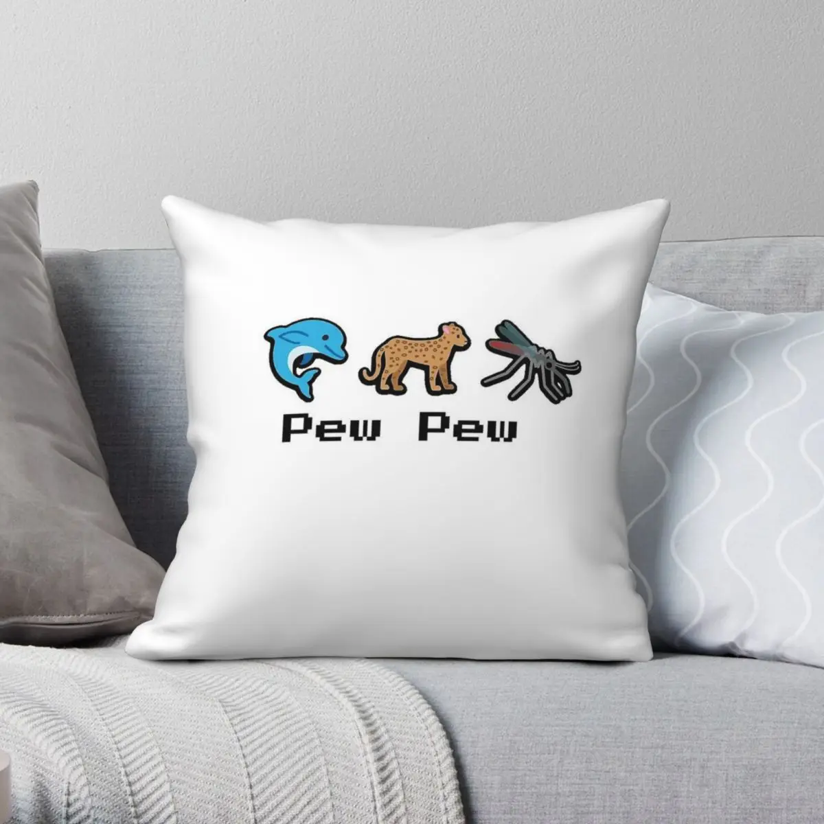 Super Auto Pets Pew Pew Square Pillowcase Polyester Linen Velvet Creative Zip Decor Pillow Case Bed Cushion Cover 18