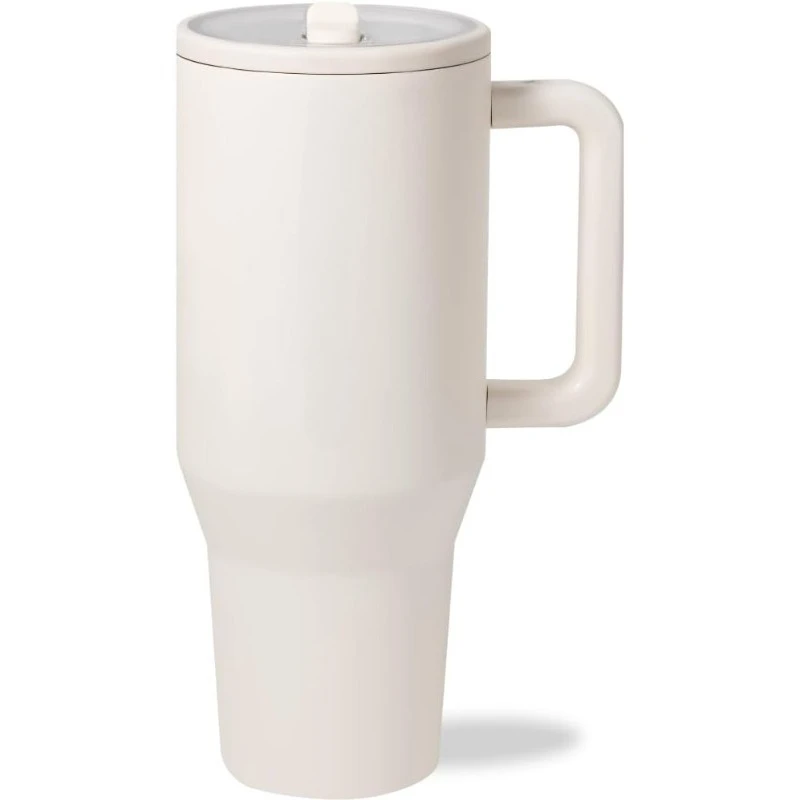 

Traveler - 40 oz Water Bottle with Handle & Flip Straw - Fits in Cup Holder, Leak Resistant Tumbler-Reusable Insulated