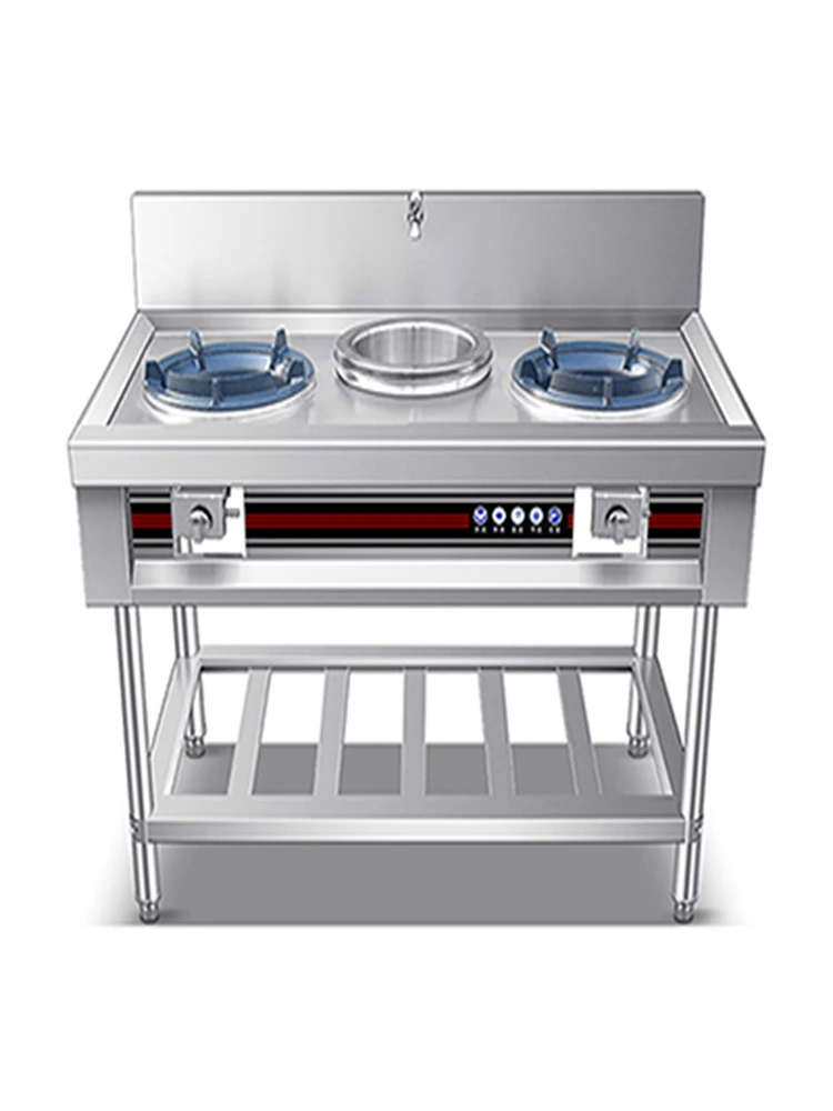 Fierce fire commercial flame-out protection stainless steel gas double stove kitchen, special gas