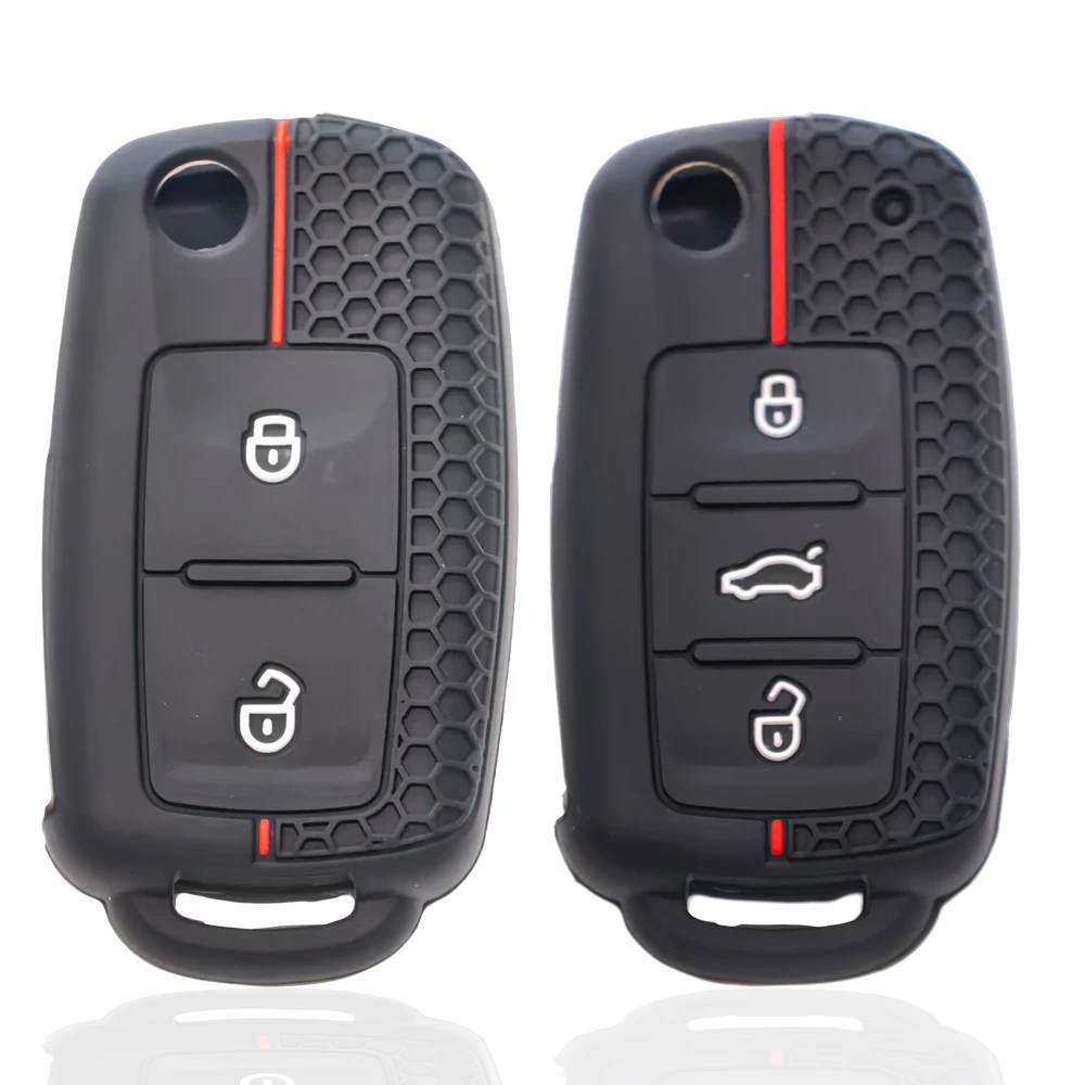 Funda de silicona para llave de coche, funda para Volkswagen VW Polo Golf Passat Tiguan Beetle Caddy T5 Up Eos Skoda Octavia Seat Leon Altea