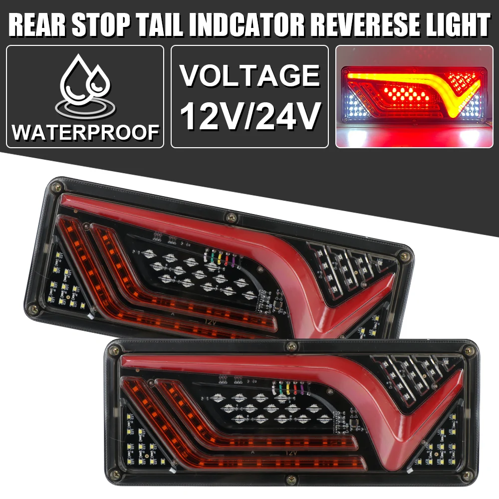

Turn Signal Rear Brake Lights Trailer Lorry Bus Camper Caravan 2PCS Dynamic LED 12/24V Reverse Lamp Truck Tail Light