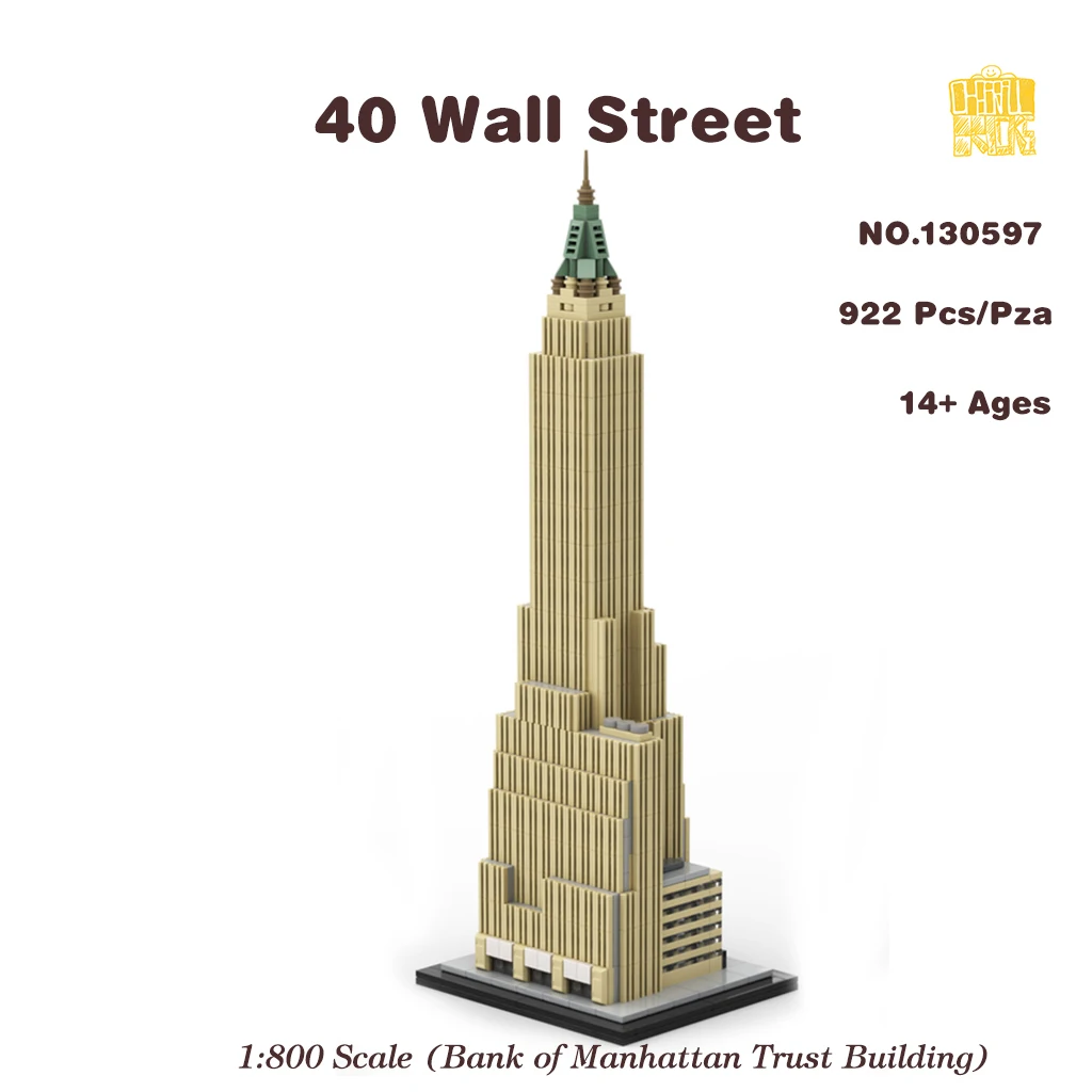 

MOC-130597 40 Wall Street 1:800 Scale Bank of Manhattan Model With PDF Drawings Building Blocks Bricks Birthday Christmas Gifts