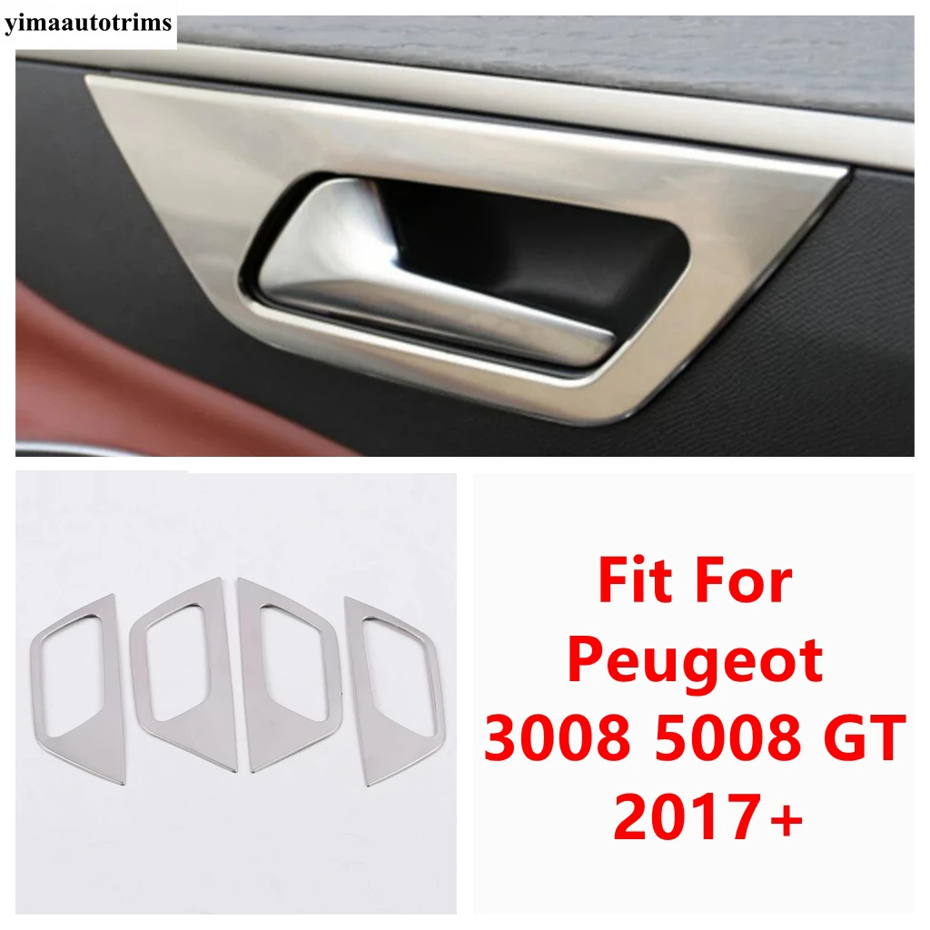 

Car Inner Door Handle Bowl Frame Decoration Sequins Cover Trim For Peugeot 3008 5008 GT 2017 - 2023 Stainless Steel Accessories