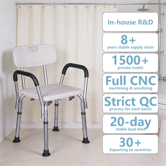 

Simplywalk Aluminum Alloy 200KG Bath Shower Chair Handrail Bathroom Pregnant Woman MDR CE Certification Customization