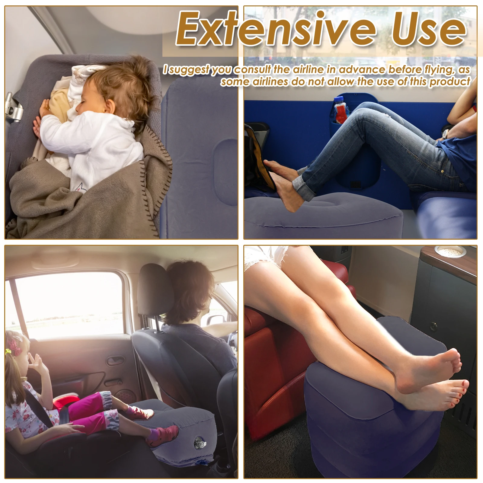 Flight Sleeping Footrest Rest Pillow Adjustable Kids Inflatable Travel Sleep Resting Pillows for Airplane Bus Car Footstool New