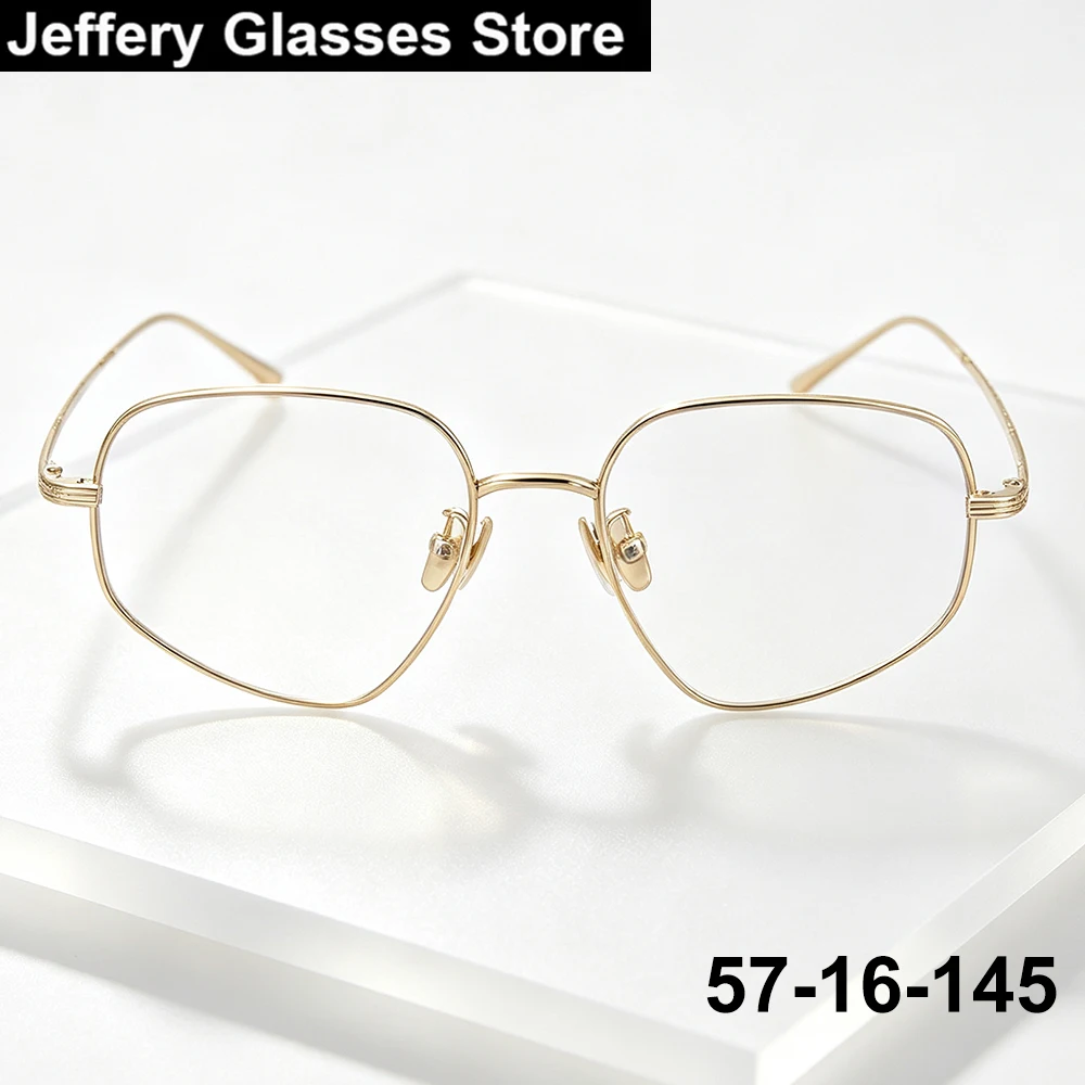 Japanese Vintage Asymmetrical Men Glasses Frame Titanium Ultralight Thin Rim Women Eyeglasses Handmade Unique Fashion Spectacle