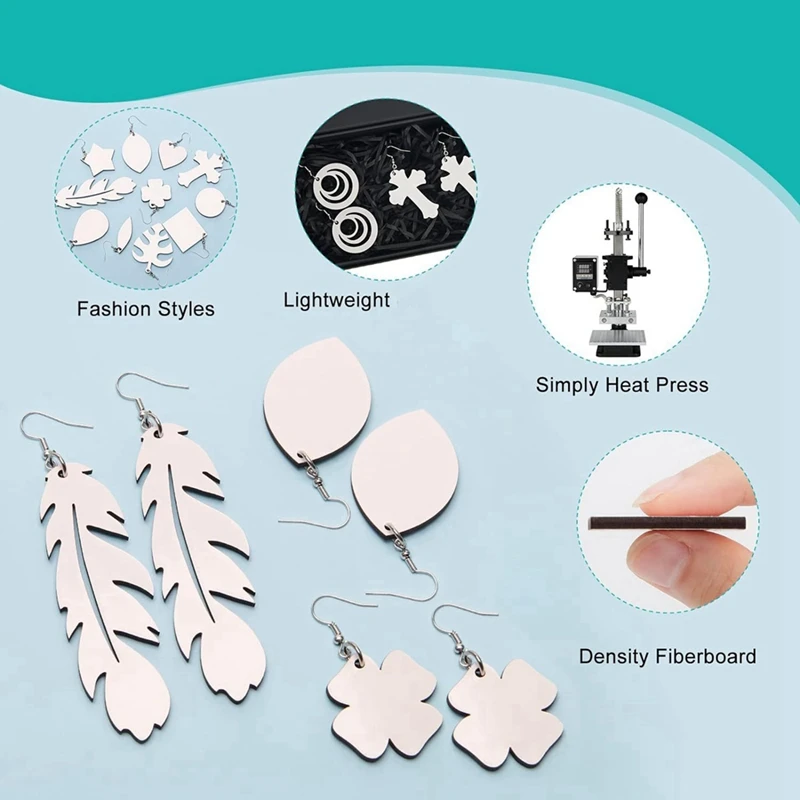 32Pcs Sublimation Earring Blanks, Sublimation Printing Earrings Unfinished Heat Transfer Teardrop Earrings DIY Crafts