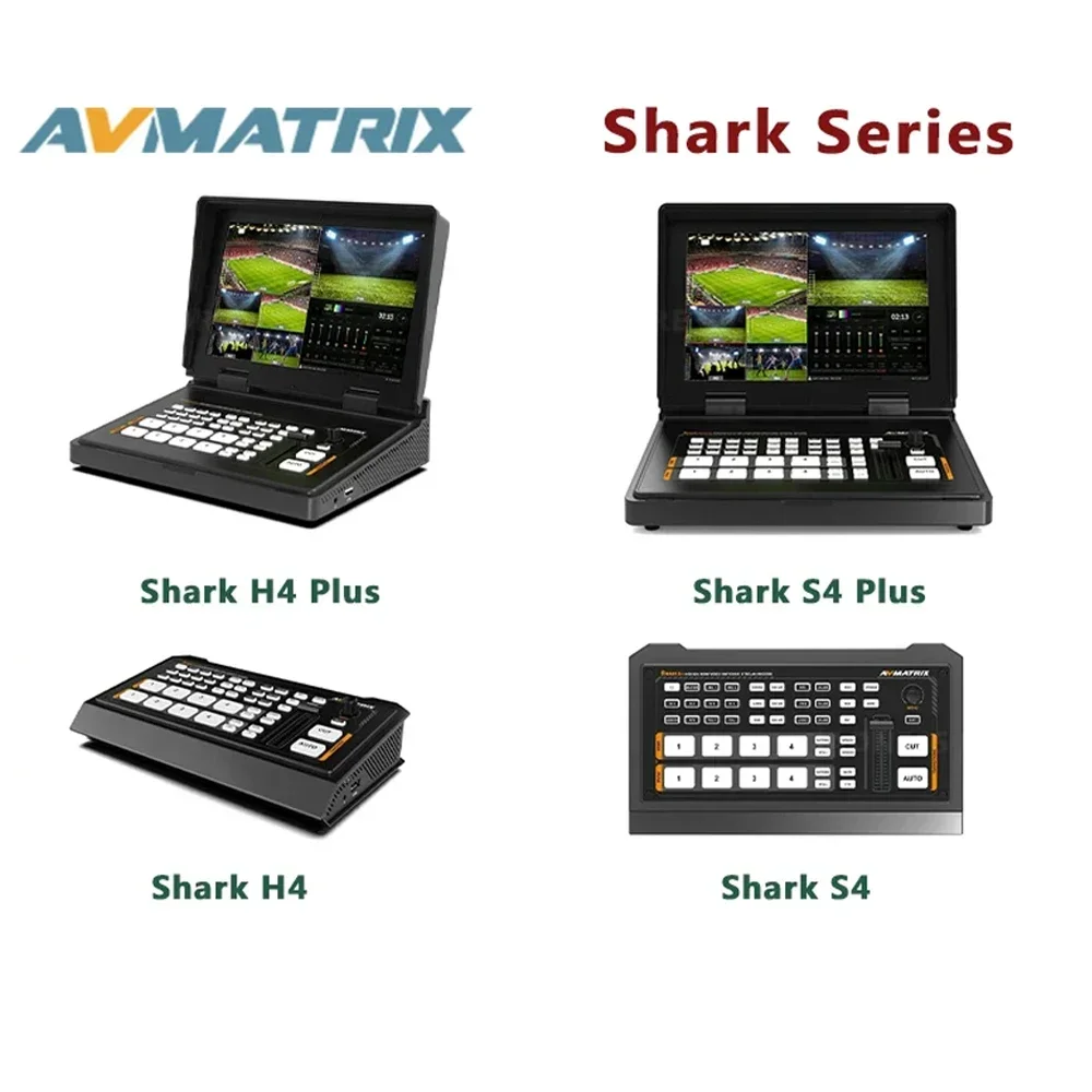 

AVMATRIX 4-Channel HDMI SDI Shark H4/Shark H4 Plus/Shark S4/Shark S4 Plus 10.1 Inch Streaming Video Switcher