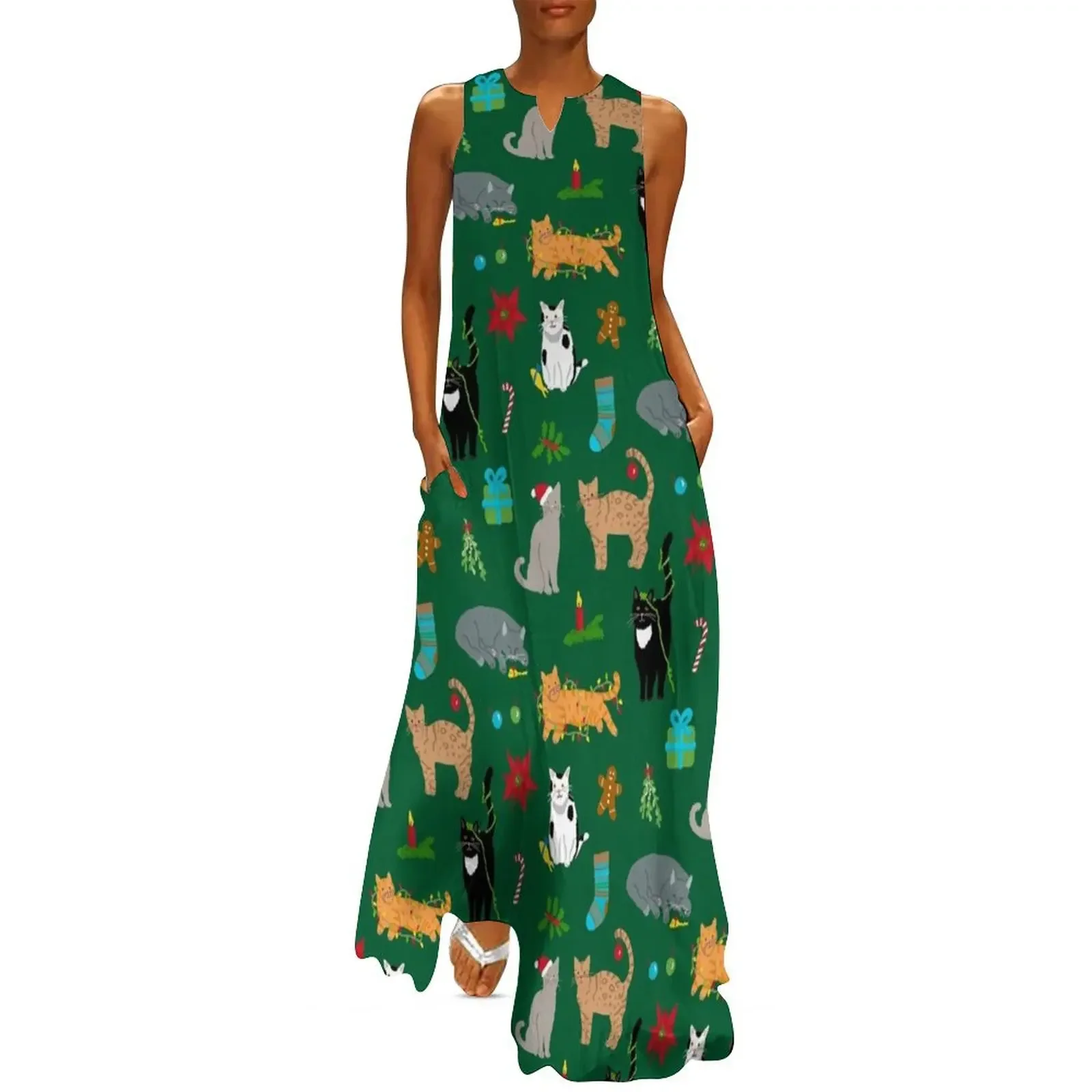 

Christmas Cats Long Dress Womens dresses summer clothes for women party dresses woman Dress