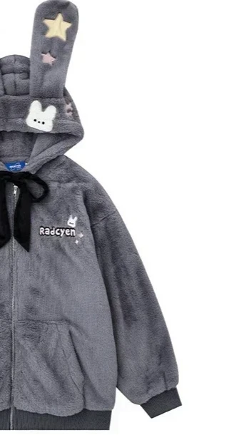 

Japanese Cute Soft Girl Lamb Wool Hooded Cotton-padded Coat Women's Winter Design Feeling Fluffy Warm Cotton Thick Jacket