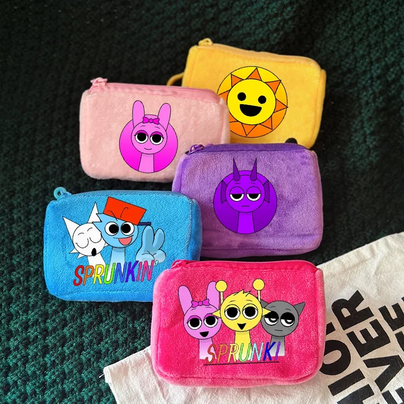 Sprunki Children Mini Plush Coin Purse Incredibox Student School Storage Bag Key Case Handbag New Cartoon Anime Kids Cute Gifts