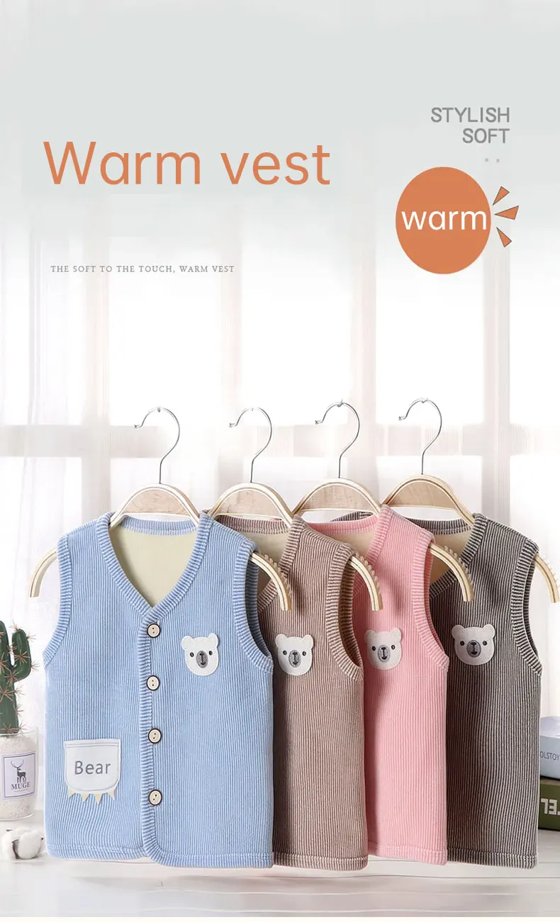Kinderkleidung Weste Kinderweste Junge Mädchen Verdicktes Samtfutter Wärmehaltende Jackenweste Kinderbekleidung Herbst Winter – Detail 3