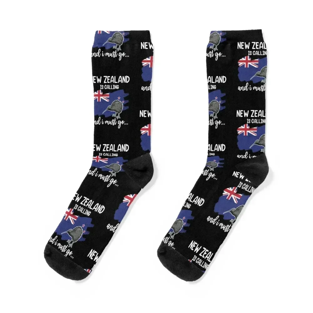 

New Zealand Flag New Zealand Is Calling & I Must Go Kiwi Socks sheer Toe sports moving stockings Luxury Woman Socks Men's