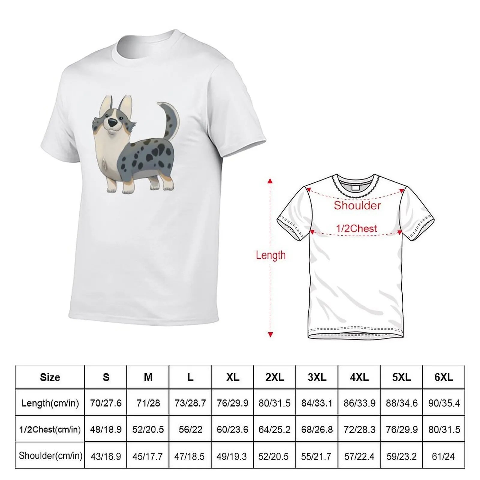 Cardigan Welsh Corgi Merle and Tan T-Shirt basketball graphic tees funny shirt cotton men t shirts high quality