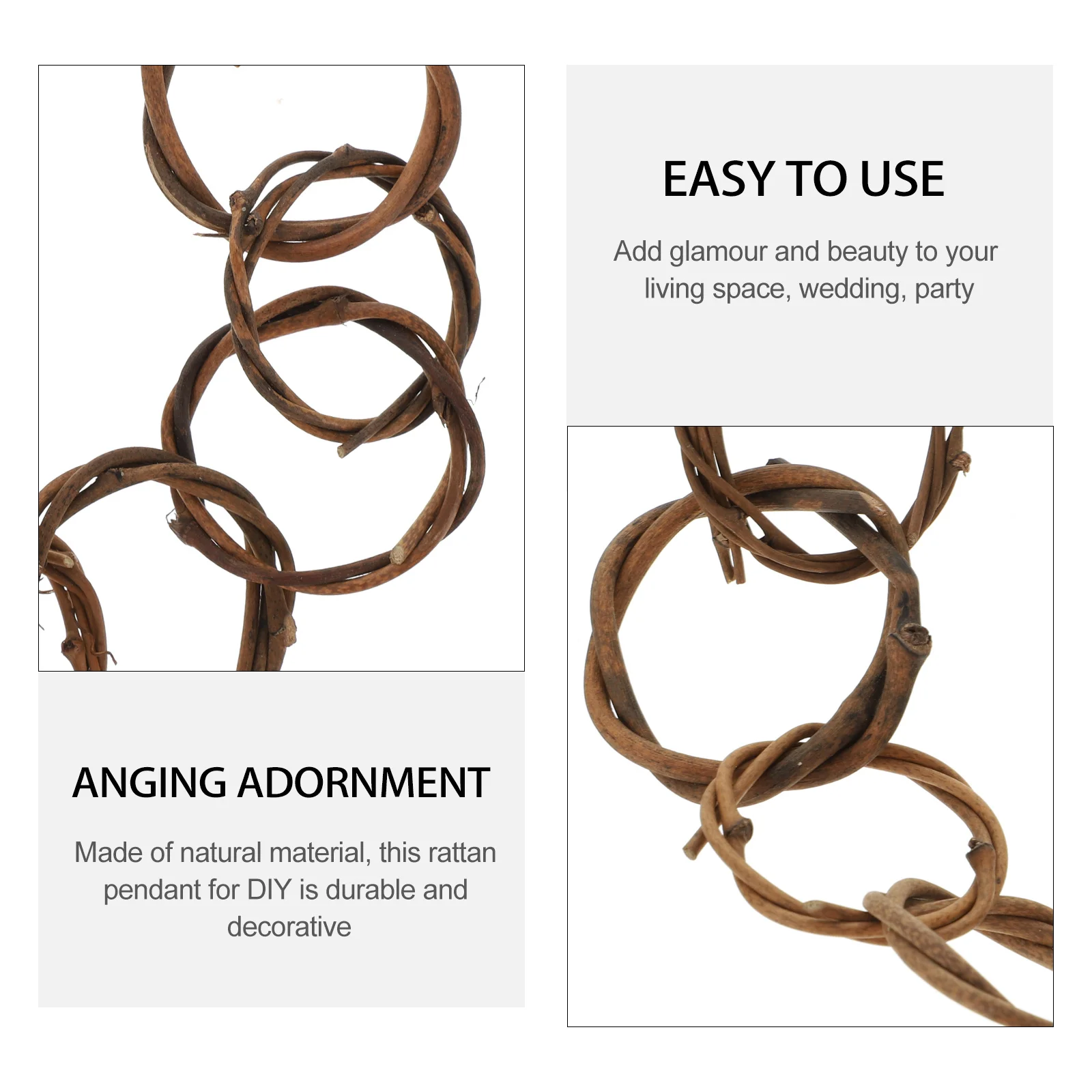 

6Pcs Woven Decorative Pendant Premium Rattan Hanging Adornment for Office Hotel School Store Interior Design DIY Woven Artware