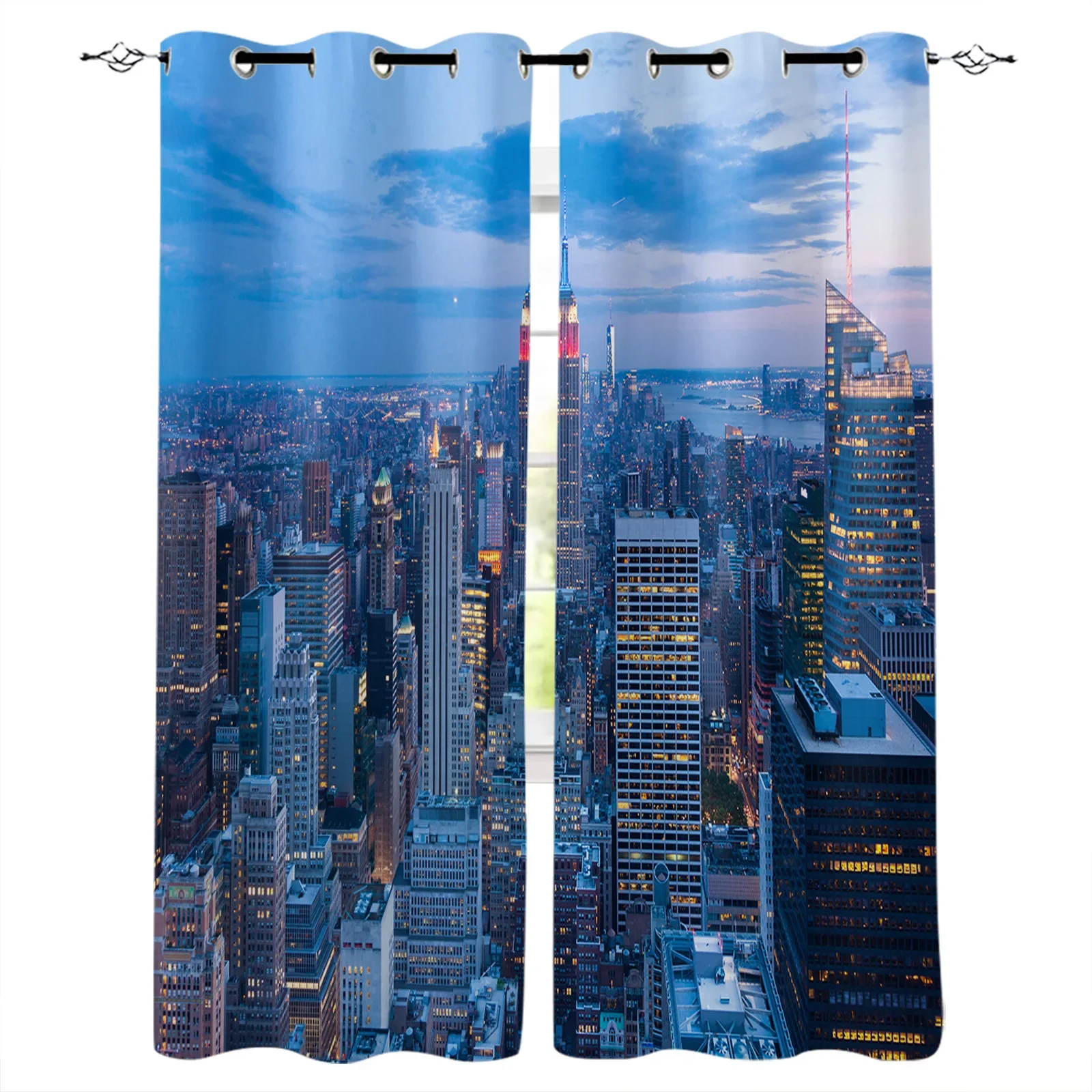 Manhattan City Landscape Blackout Curtains Window Curtains For Bedroom Living Room Decor Window Treatments