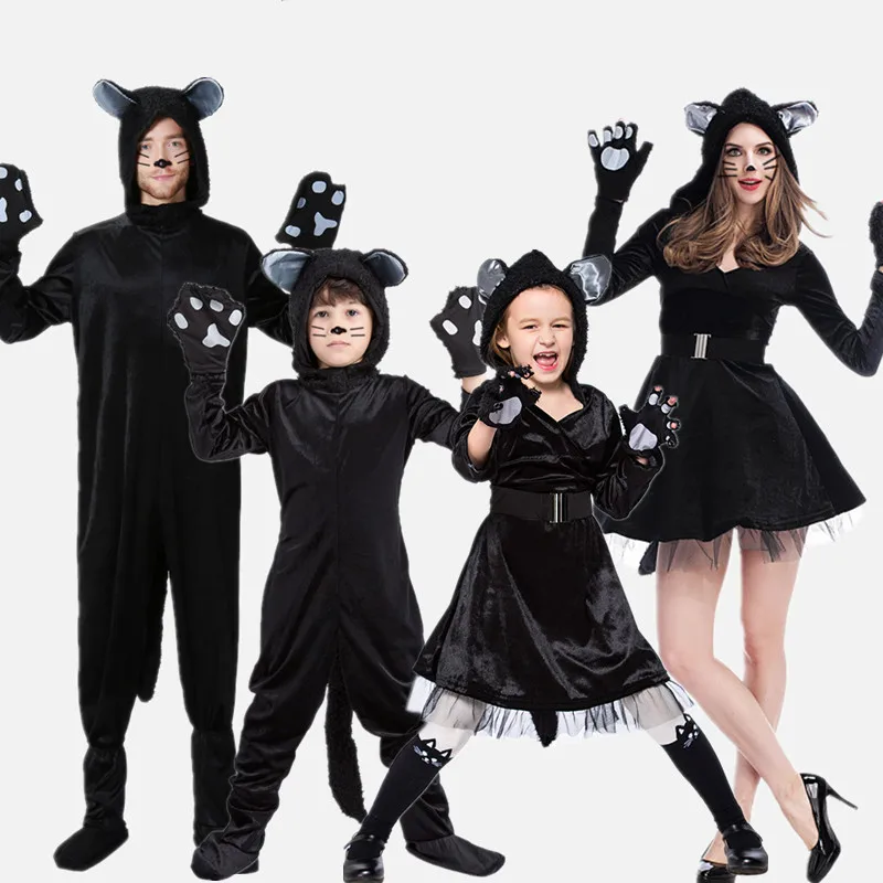 

loween Adult Child Parental Matching Bla Animal Costume Performance Stage Outfit Cosplay Traditional Chinese Cos...