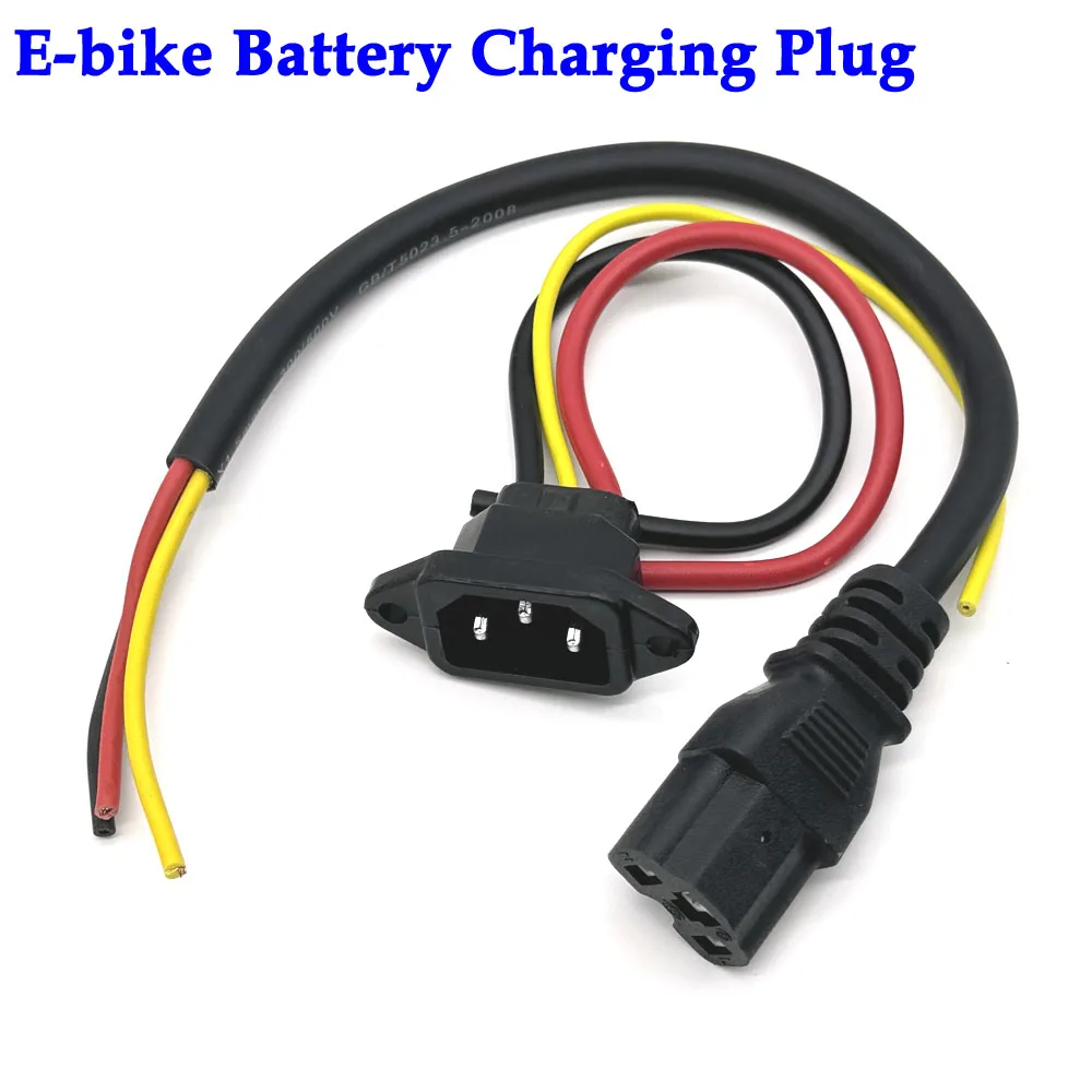 E-bike Battery Charging Socket Electric Car Connector Charging Plug Universal Three Vertical DC 72V 10A Cable for 60V Vehicle