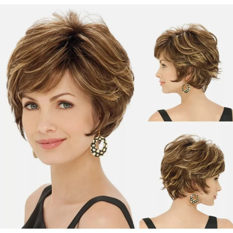 

Короткие синтетические парики для женщин, каштановые волосы, стрижка пикси, маскарадный парик для вечеринок