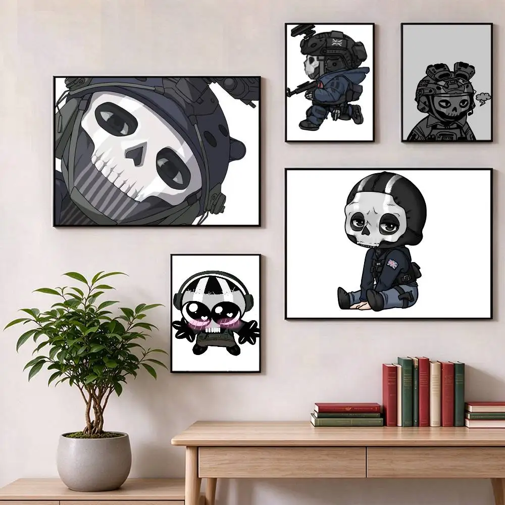 Call of Duty Ghost Chibis  Poster Waterproof Wall Art Sticker For Bar Living Room Vintage Decor High Quality Print Gift