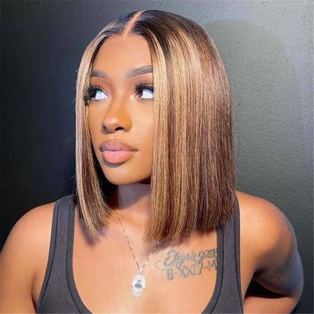 Glueless Wigs Straight Bob Wig Lace Front Human Hair Wigs Wear And Go Wig Glueless 6x4 HD Lace Frontal Wigs Pre Cut PrePlucked