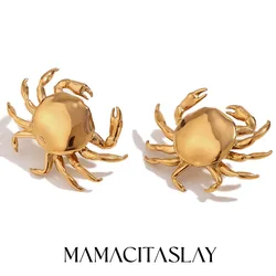 MamacitaSlay Creative Mini Gold Silver Color Crab Earrings For Women 2024 Trend Waterproof Premium Stainless Steel Jewelry