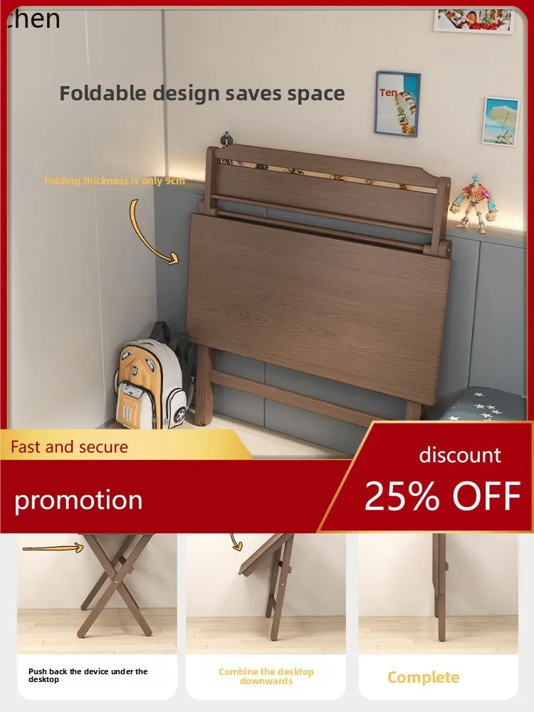 

ZML Solid Wood Folding Desk Home Simple Table Small Apartment Bedside Writing Bedroom Study