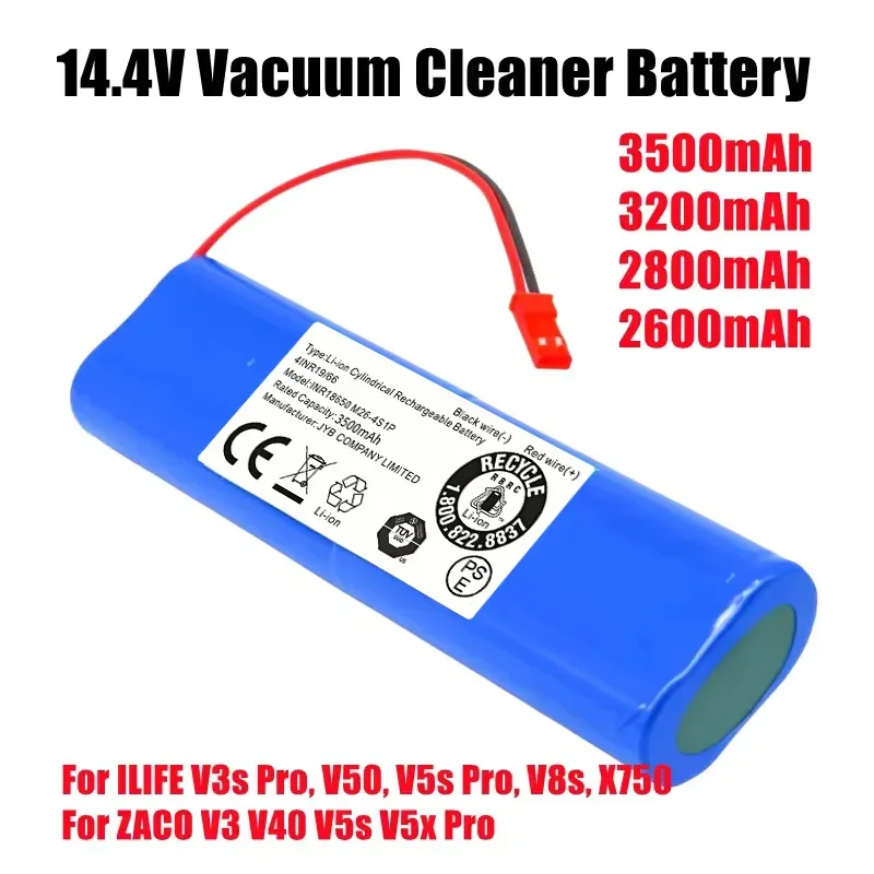

14.8V 3500mAh Replacement Battery for ILIFE V3s/V5s/V8s/DF45/DF43/V3/X3/V50/V55/V5L Pro Robot Vacuum Cleaner.
