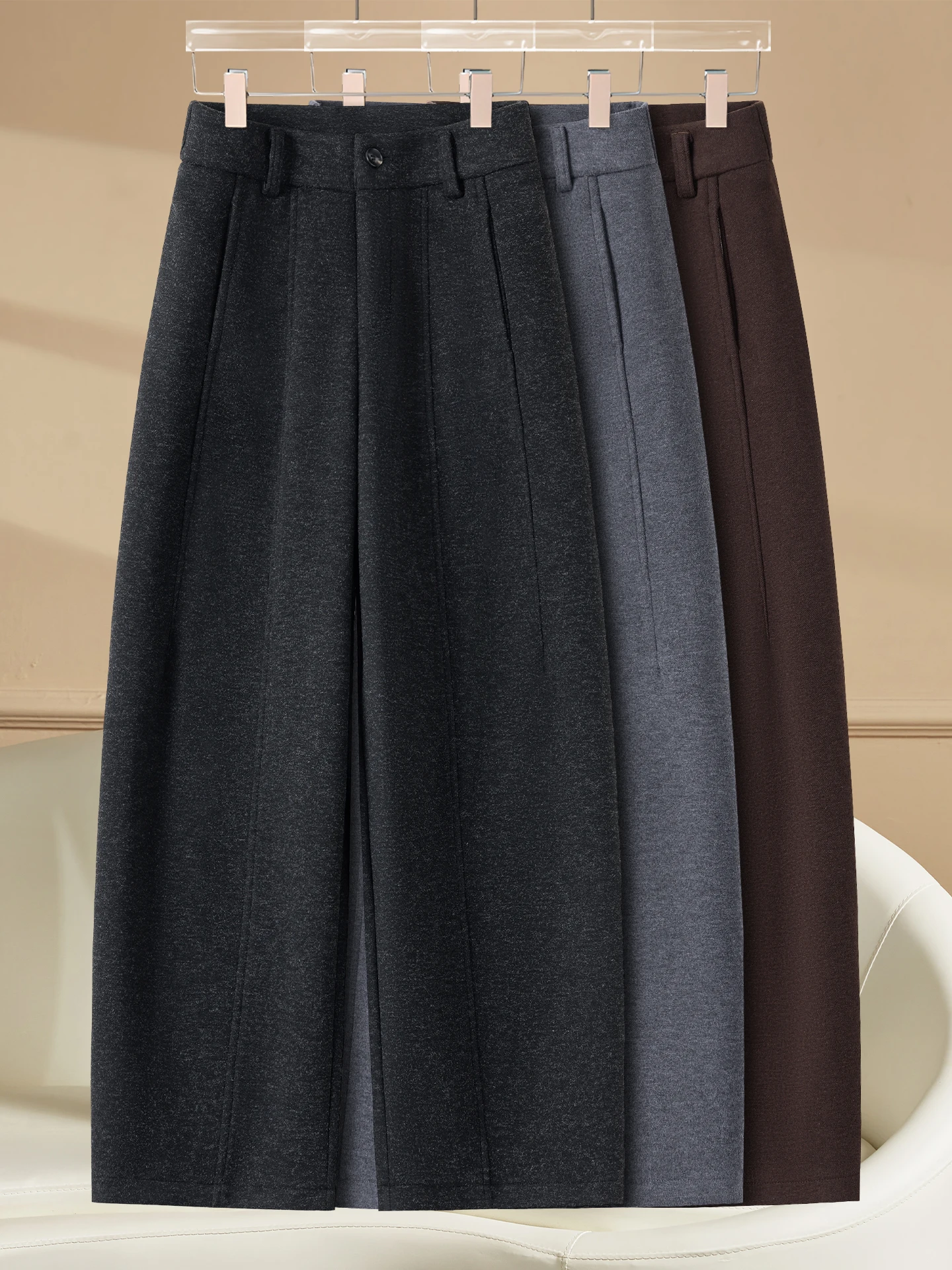 

High Waist Narrow Wide Leg Pants Women's Autumn Winter New Style Small Size Loose Casual Knife Pants Acetate Wool Blend