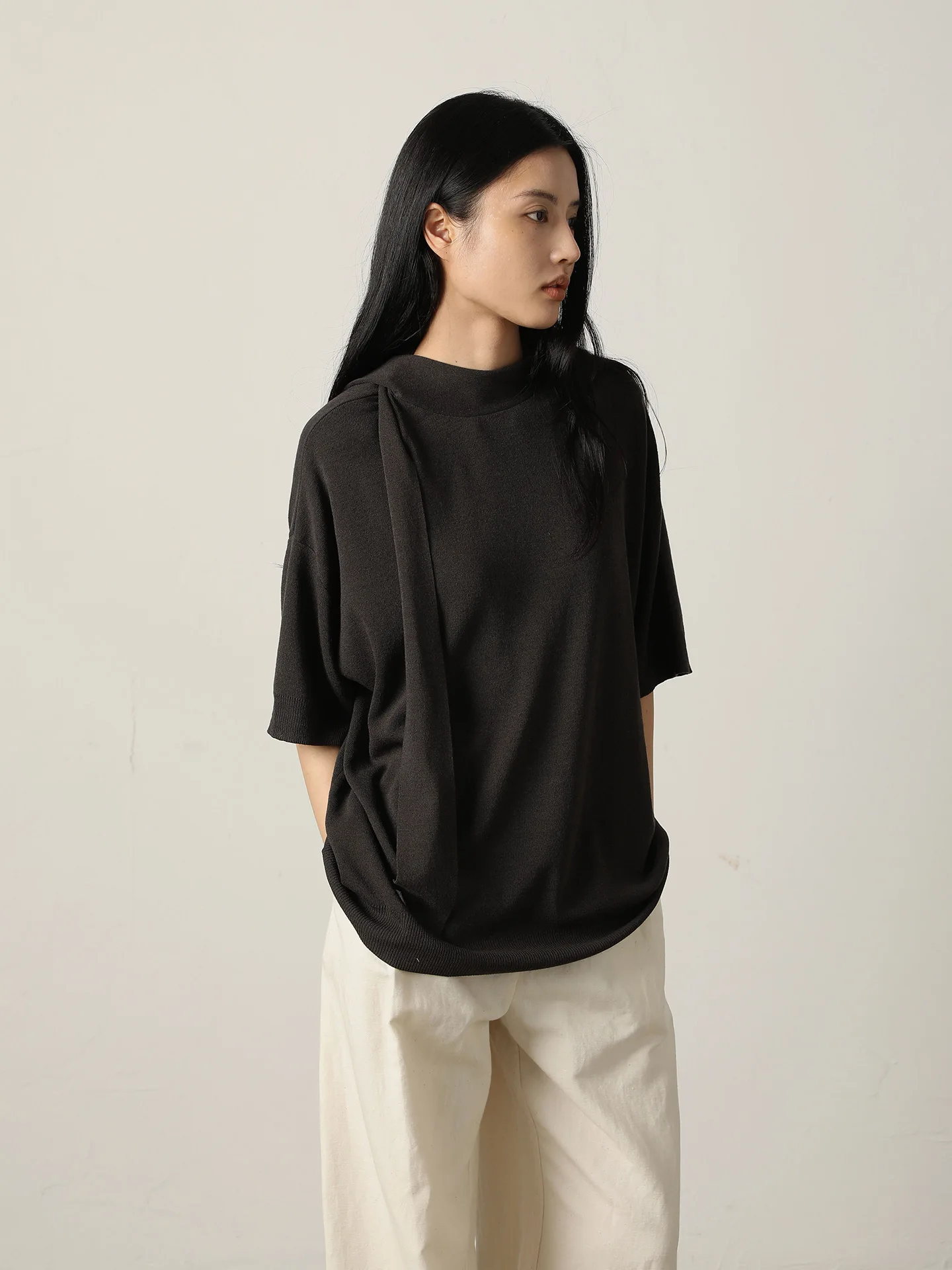 

Женская футболка Vimore Rejuvenated Fiber свободного кроя из шелка и льна с коротким рукавом, круглым вырезом, повседневная, мягкая, дышащая